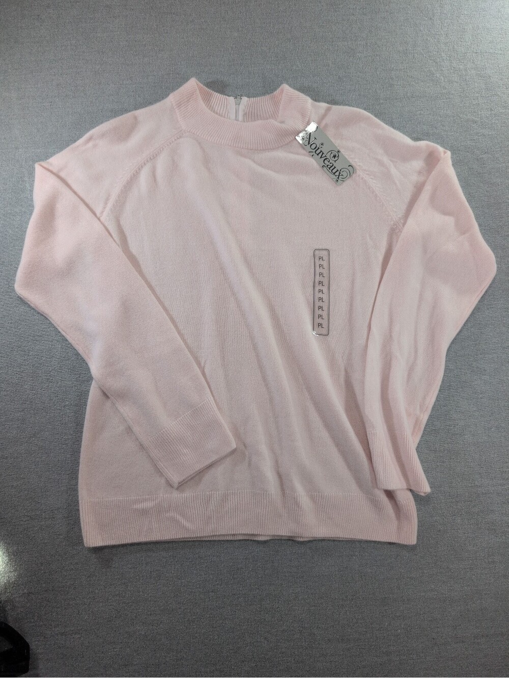 Nouveau Petite light pink long sleeve zip neck sweater